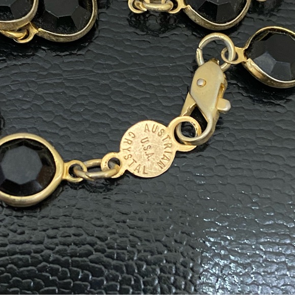 Vintage Signed AUSTRIAN CRYSTAL USA Black Crystal Bezel 35” Necklace - Picture 14 of 16